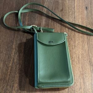 Green Leather Crossbody Phone Bag